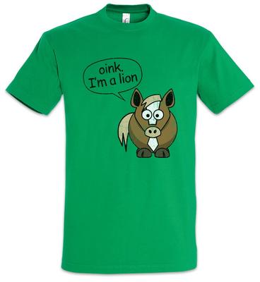 Ich bin ein Löwe T-Shirt Lustiger Comic Cartoon Toon Look Schwein Pferd Tiergeräusche