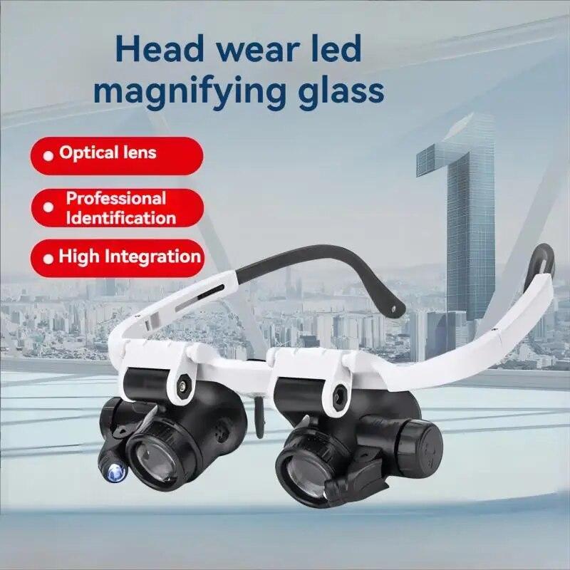 1PC Head Magnifier Clock Repair Engraving Glasses Antique Jewelry Identification 3 Group Magnification Led Lights
