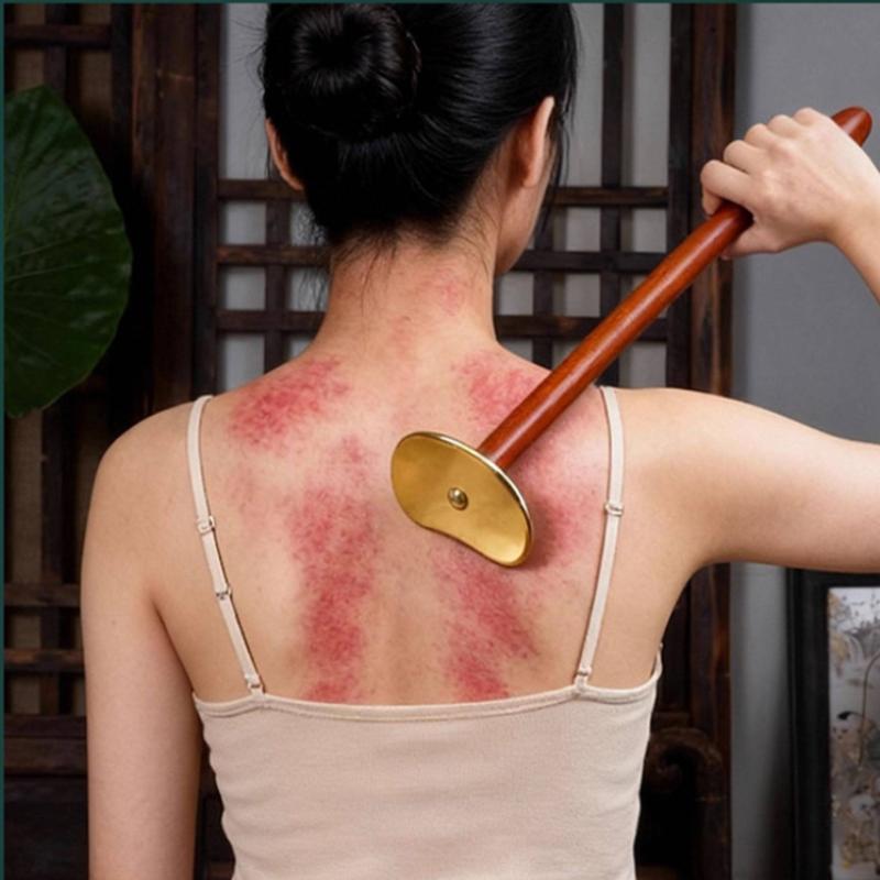 Holz & Messing Gua Sha Werkzeug - Natürliche Massage für Gesicht/Körper, Lymphdrainage, Hautpflege & Schmerzlinderung