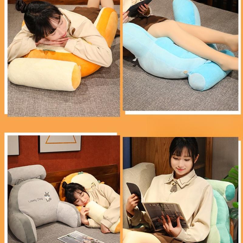 Bedhead Backrest Pillow Dormitory Reading Pillow Pregnant Women Protect Their Waist Plush Cartoon Pattern Seat Cushion with Zipper