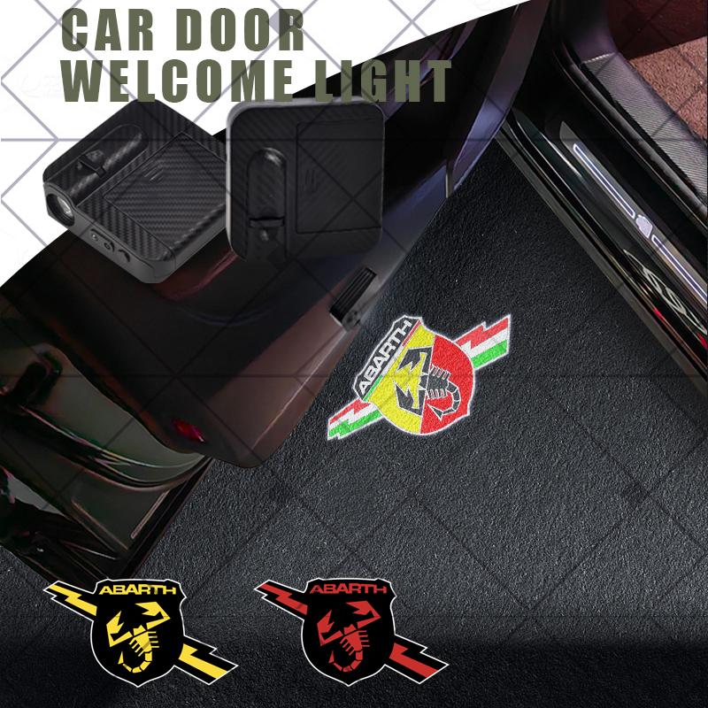 1/2Pcs For Scorpion Abarth 500 Panda Punto Bravo Doblo Stilo Logo Car HD Projector Lamp LED Auto Door Welcome Light Accessories