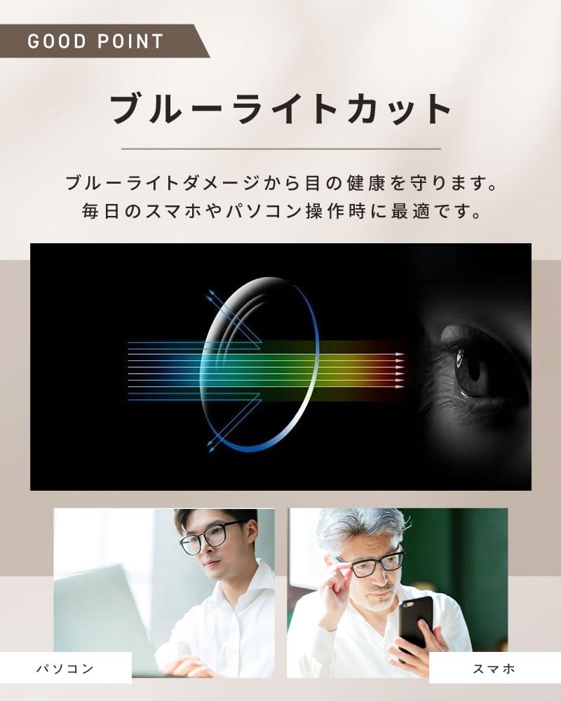 Stylish Reading Blue Light Prescription Lenses Available in [bh life] Men's Glasses, Blocking, Compact, Lightweight, 1.0, 1.5, 2.0, 2.5, 3.0, 3.5, 4.0