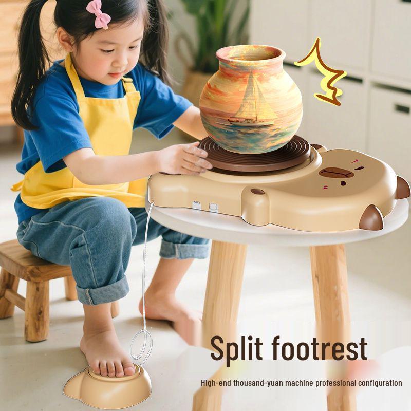 Capybara Ceramic Electric Pottery Wheel for Kids - DIY Soft Clay Craft Toy
