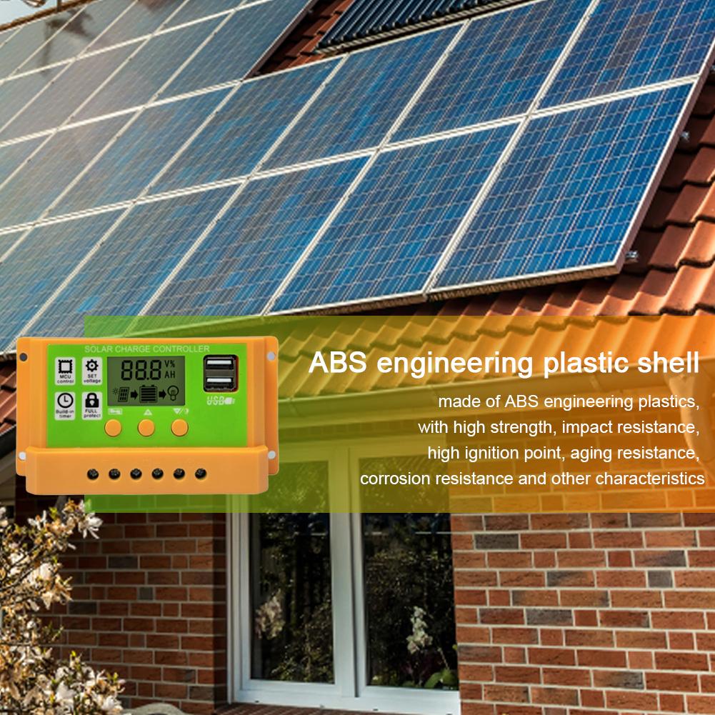 Solar Charge Controller 10A 20A 30A 12V 24V 11.1V Solar Panel Controller Dual USB Output Photovoltaic Solar Charging Controller