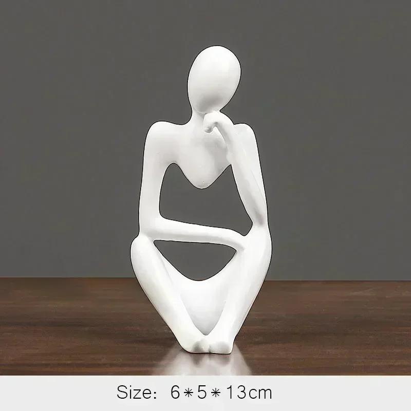 Nordic Thinker Statue Resin Abstract Figurines Figure Statues Handmade Art Crafts Home Decor Maison Desk Living Room Ornaments