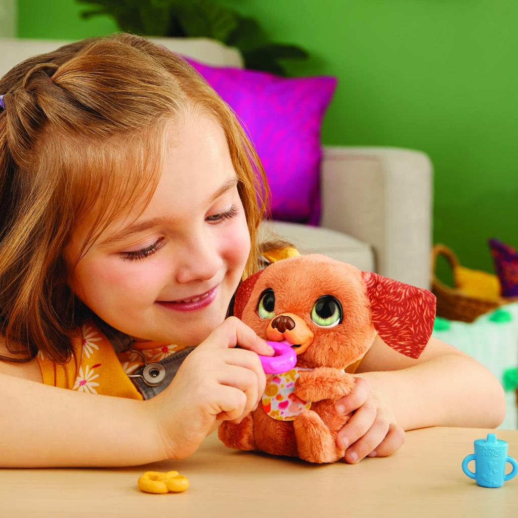 Hasbro FurReal Chci svačinu! Miminko štěně, Animatronická plyšová hračka, Interaktivní mazlíček, který reaguje na hlas a zvuk, Pro děti od 4 let (F6798) Autentický
