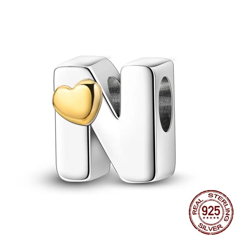 Copper Yellow Love 26 Letters Diy Love Charms Beads Fit 4Mm Hole Diameter Bracelets Fine Birthday Jewelry Gift