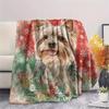 Pink Yorkshire Terrier Pattern Flannel Blanket, High Quality Comfortable for All Seasons, Home Decor, Warmth and Comfort, Perfect for Gifts.