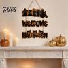 Halloween Wooden Sign Door Sign, Black Cats Broom Front Hanger, Rustic Multi-layer Polished Wood Hanging Welcome for Home Window Wall Party