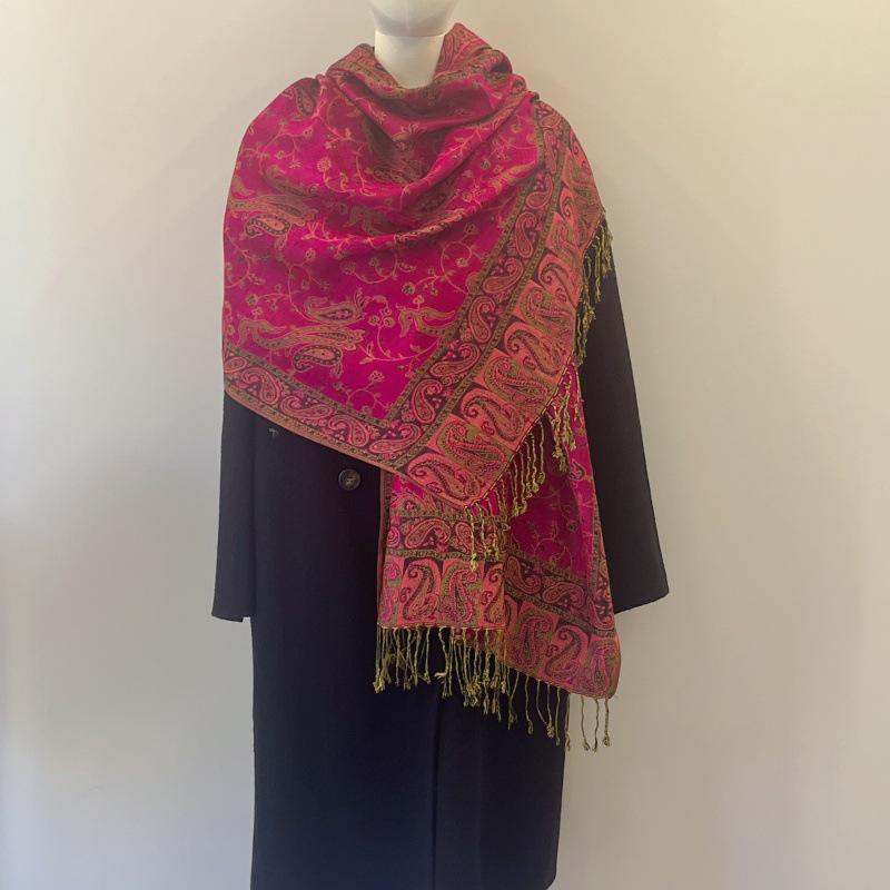 Bohemian Retro Embroidered Shawl: Tassel, Cashew Pattern, Ethnic Style, Dual-Purpose Travel Outerwear & Women's Scarf.