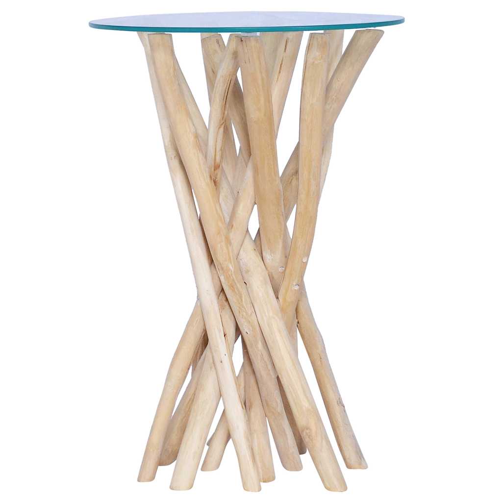 vidaXL Couchtisch mit Glasplatte 35x35x50 cm Massivholz Teak braun