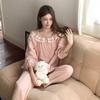 1011 Korean Version of Autumn Pajamas Women's Doll Collar Pure Cotton New Casual Loose Skin-friendly Loungewear Set Can Be Worn Outside