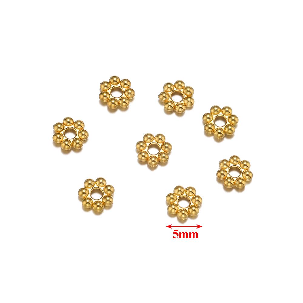 50pcs Stainless Steel Gold color Daisy Spacer Beads Mini Snowflake Spacer Charms DIY Bracelet Necklace Jewelry Making Supplies