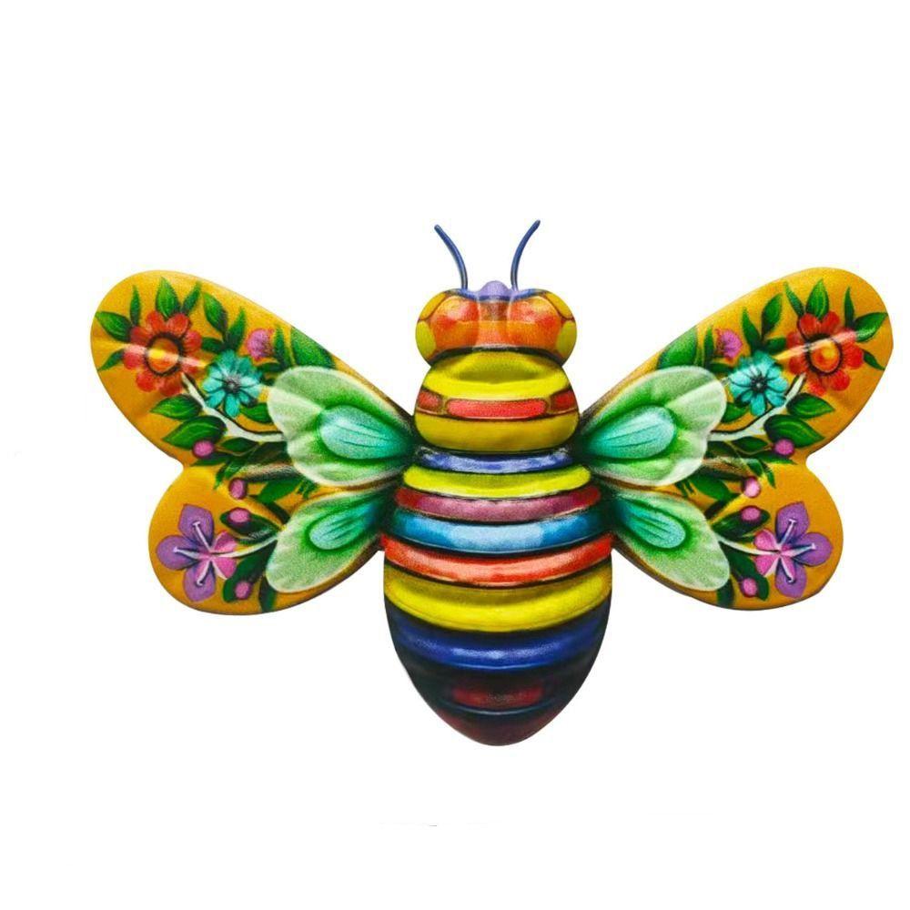 Metal Bee Wall Ornament Creative Garden Statue Art Wall Hanging Sculpture  Patio