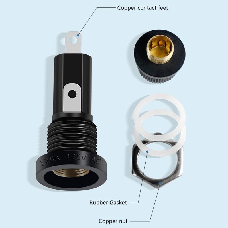 5Pieces Glass Tube Fuses Holders With Premium Coppers Components Suitable For DIY Enthusiasts And Electronic Engineers
