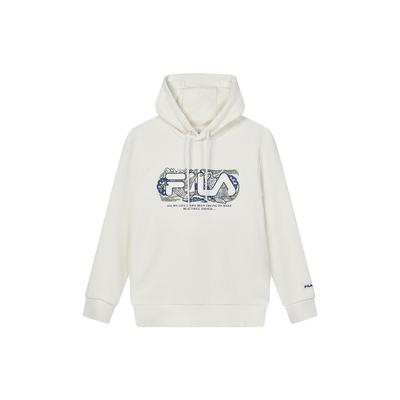 Fila X V&A Collaboration Morgan Series Floral Bird Logo Printed Hoodie Men Hoodies White F11M418207F-IV
