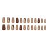 24 Pcs Grid Stick On Nail Glossy False Nail Ballerinas Press On Nail Glittering Artificial Acrylic Nail