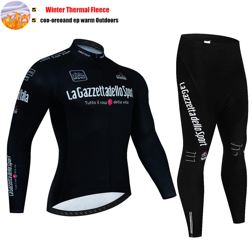 2025 Tour De Giro D'ITALIA Cycling Jersey Set Winter Thermal Fleece Long Sleeve Cycling Clothing MTB Bike Clothes Cycling Suit
