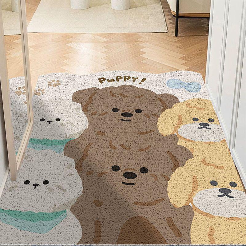 Customizable PVC Cartoon Dog Entrance Doormat - Dust-Removing Silk Coil Carpet