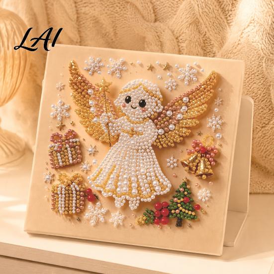 Handmade Christmas Gift for Kids DIY Faux Pearl Painting Art Kit Cute 3D Beads Decompression Craft Family Adults Beginner Holiday Gem Kit Home Wall