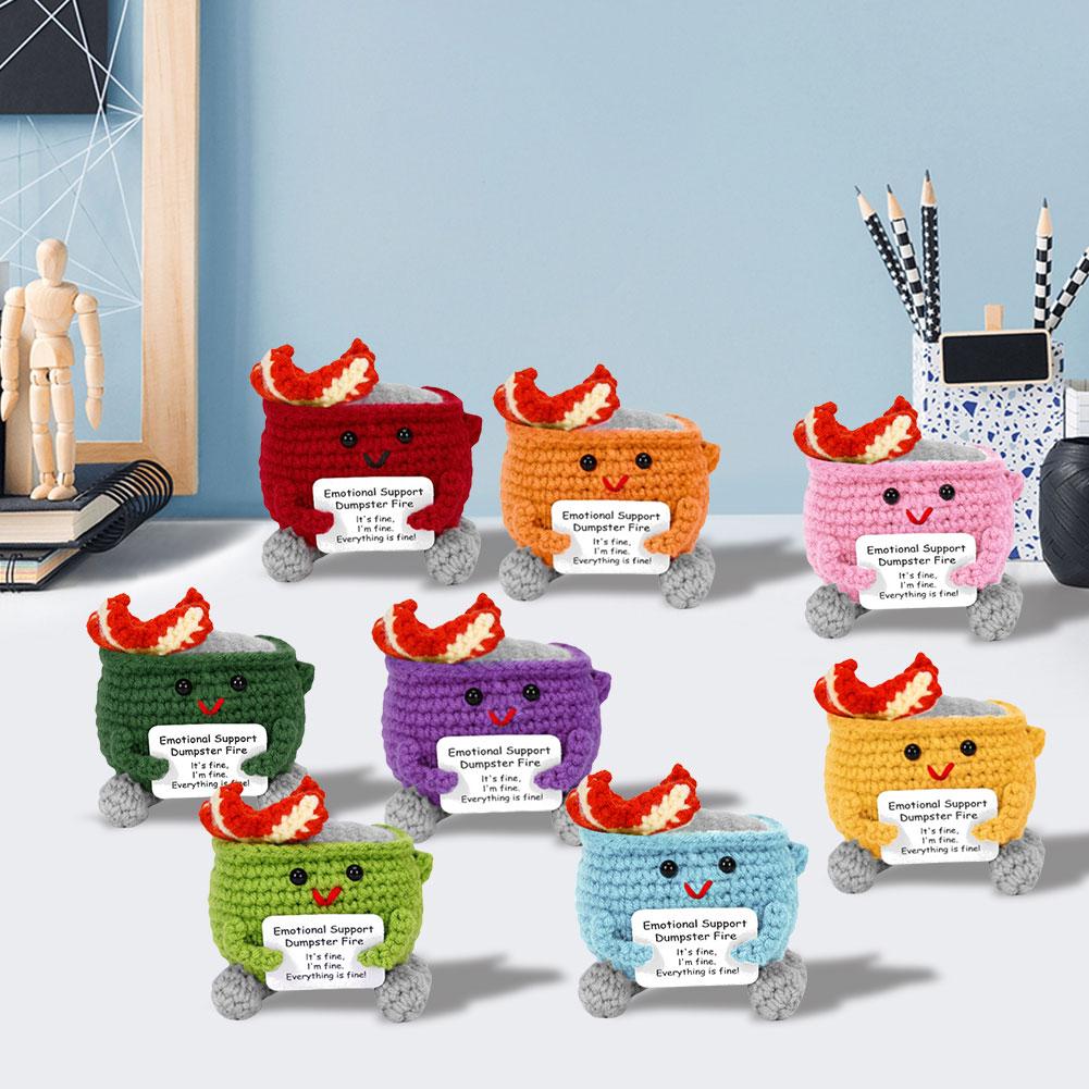 Crochet Dumpster Fire Cute Emotional Support Dumpster Fire Positive Crochet Dumpster Fire Office and Home Decoration Gifts