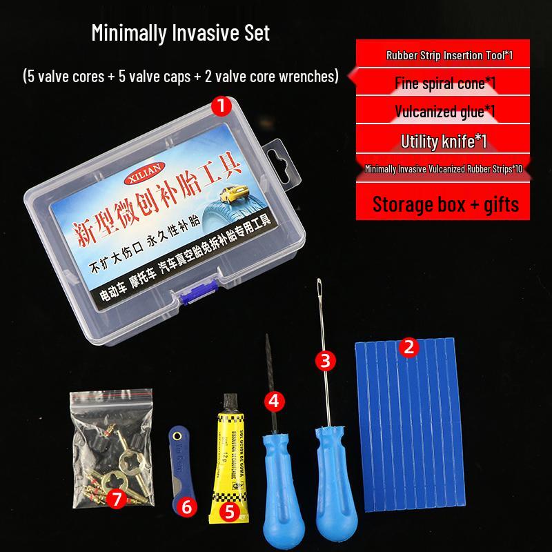 Electric Tire Repair Kit - Tubeless Motorcycle & Car, Vulcanized Rubber Strips