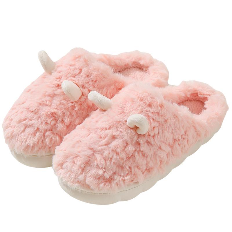 Cartoon Fluffy Shoes Outer Wear Autumn and Winter Indoor Home Couple Warm Velvet Cotton Slippers Outdoor Shoes