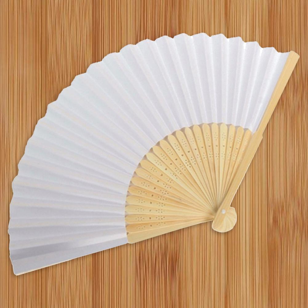 1-10 szt. Weselne wachlarze ręczne Biały papier Bambusowe wachlarze składane Niestandardowe ręcznie malowane DIY Dekoracja wachlarza ręcznego Prezenty malarskie dla dzieci