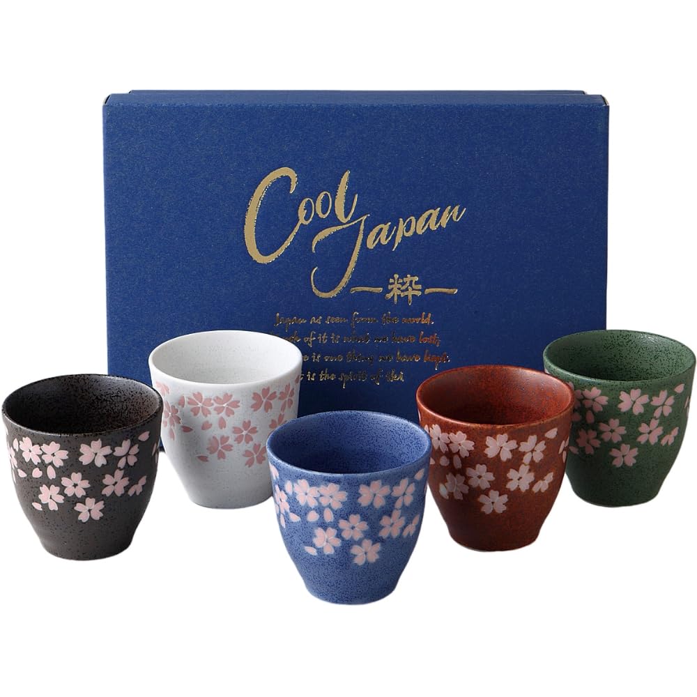 

Heisei Sakura Teacup Set of W8 x D8 x Mino Made in Japan Ale-net 5, H7.5cm, Porcelain, Ware,