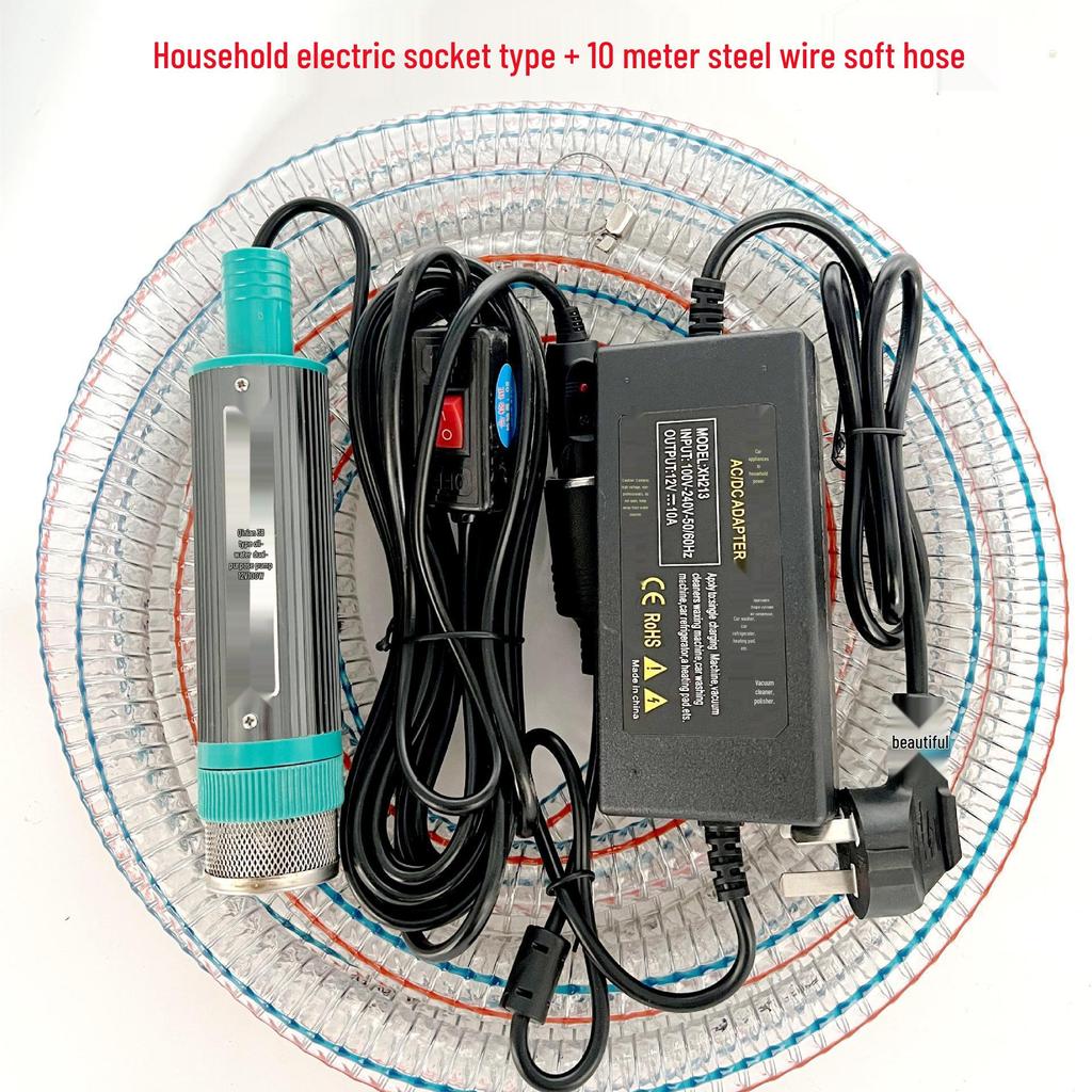 Mini Bomba de Agua Sumergible Autocebante para el Hogar y Cortador para Taladro