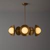 Large Mid Century Brass Chandelier – Handmade Sputnik Ceiling Light with Glass Globes