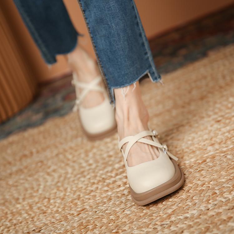 Flat Bottom Mary Jane Shoes Women 'S New Design Niche Round Toe British Style Small Leather Shoes Women
