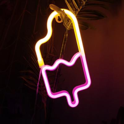 LED Neon Light Creative Shape USB/Battery Operated Flicker Free Ice Cream Neon Sign Lamp Wall Art Decoration