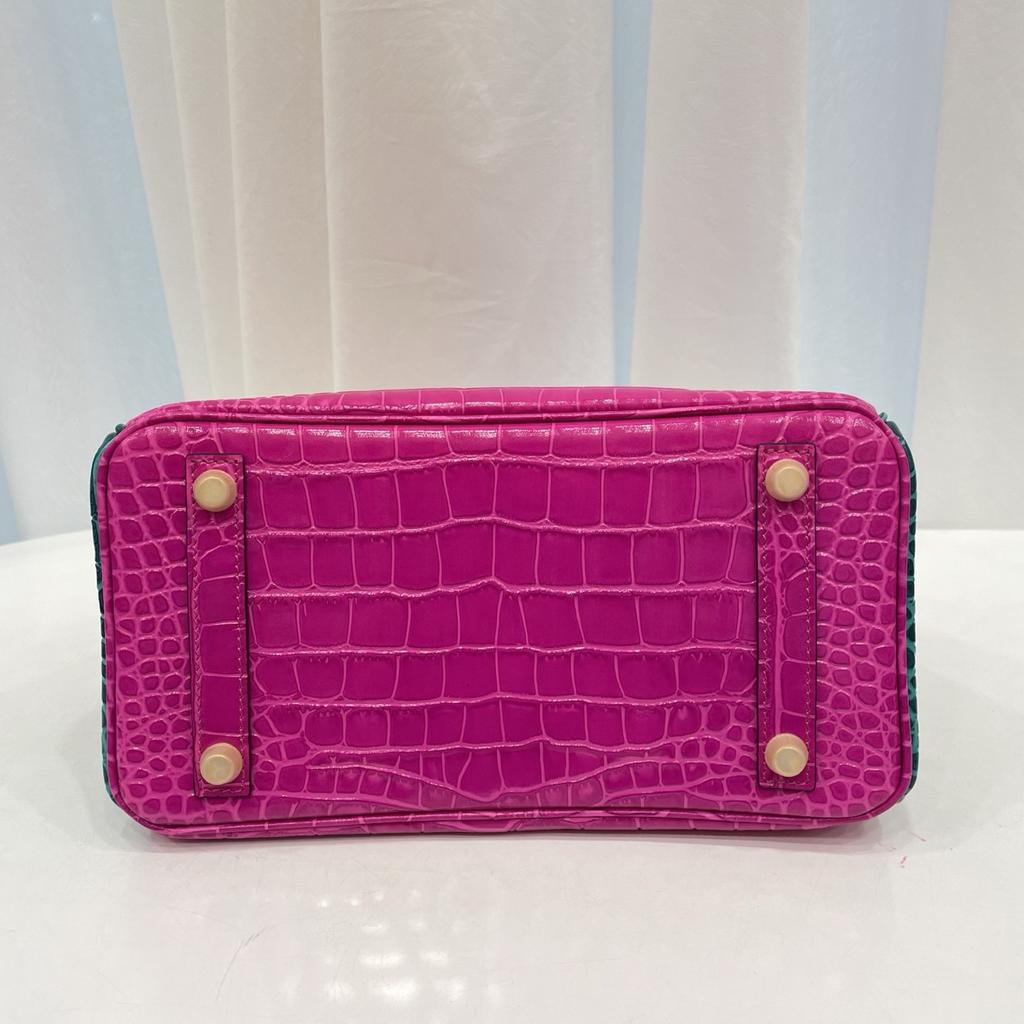 2025 Explosive Color Matching American Crocodile Pattern Platinum 25/30. Full-pair Version Strapless High-end Fashion Portable Women's Bag