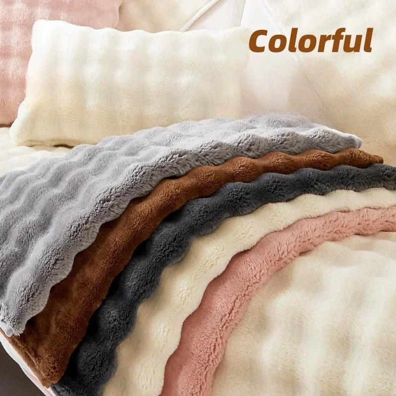 Thicken Flannel Plush Sofa Slipcover Non-slip Soft Sofa Towel Sectional Couch Cushion Cover for Living Room Modern Home Decor