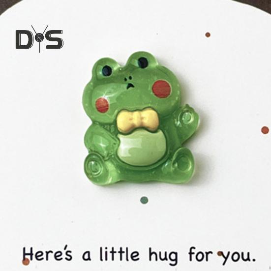 Decoração de dinossauro de desenho animado de abraço de bolso com cartão comemorativo Um pequeno abraço, sapo verde, ornamento de resina, amigos, família, aniversário, presente de aniversário