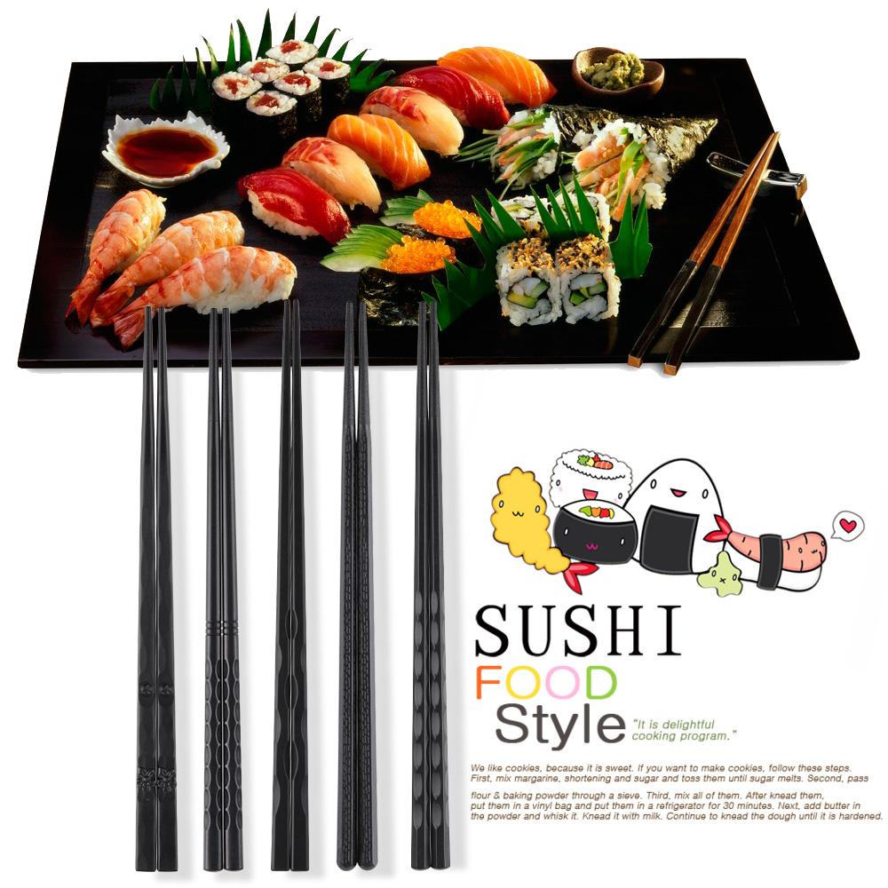1 Pair New Portable Kitchen Non-slip Japanese Alloy Sushi Chopsticks