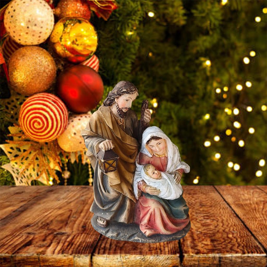 Vintage Nativity Scene Figurine Holy Family Ornament for Christmas Decorations Desk Display Home Office Gift