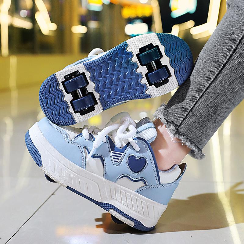 Girls Runaway Shoes 2 New Roller Skates Four-wheel Pulley Sneakers Skates Boys