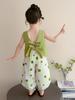 2026 Summer Girls' Cute Polka Dot Backless Vest & Pants Set - Casual Two-Piece for Kids