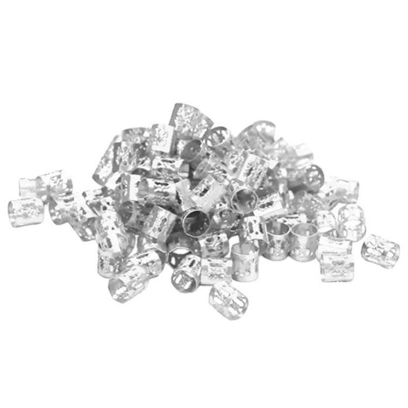 100Pcs Dread Lock Adjustable Hair Braid Cuff Clip Beads Tube Rings Accessories