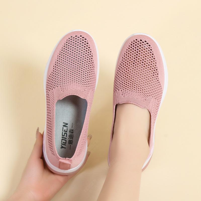 Fashion Women Knitting Sneakers Slip on Flat Shoes Lightweight Loafers Walking Sneakers Nusing Flats for Indoor Outdoor Zapatos Mujer