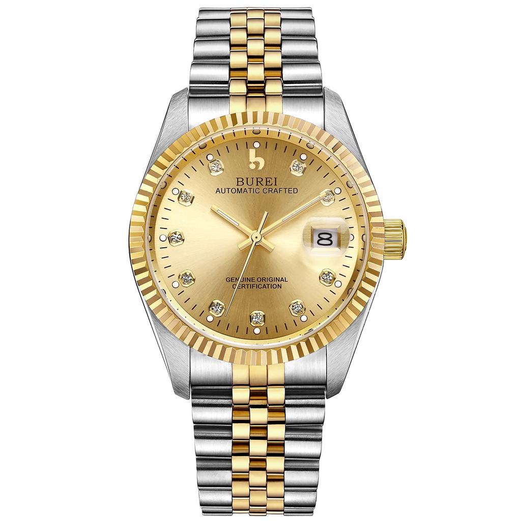 [BUREI] Men's Automatic Watch, Waterproof, Analog, Date, Mechanical Watch, Popular Men's Brand, Stylish, Arm Watch, Simple, Casual, Gold Watch