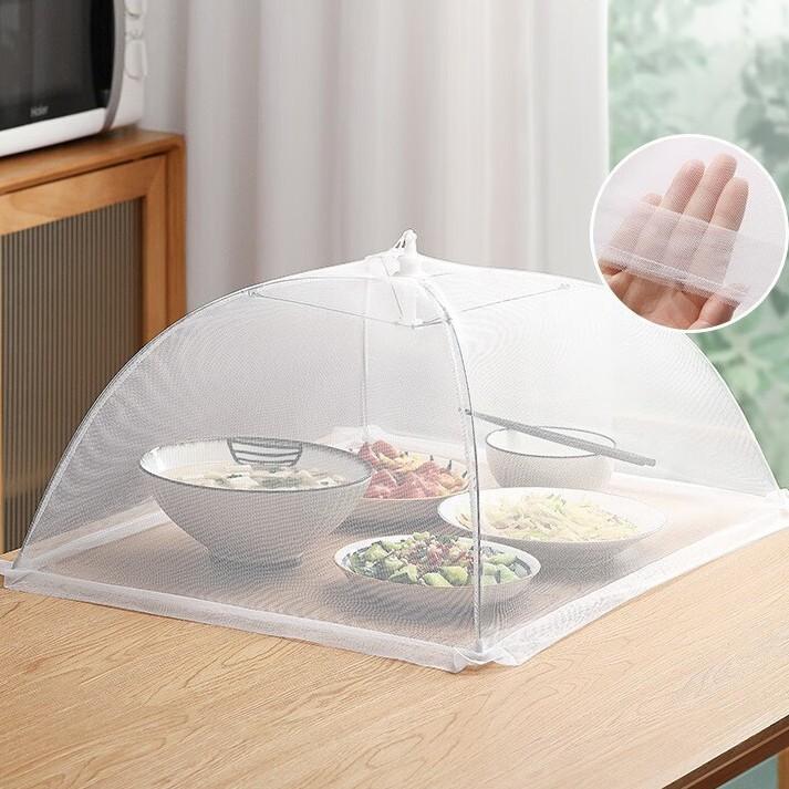 Cort Pliabil Alb cu Plasă pentru Acoperit Mâncarea - Protecție Puternică Împotriva Insectelor și Muștelor, Ușor de Curățat și Depozitat, Perfect pentru Mese în Aer Liber, Picnicuri, Grătare, Scut pentru Mâncare
