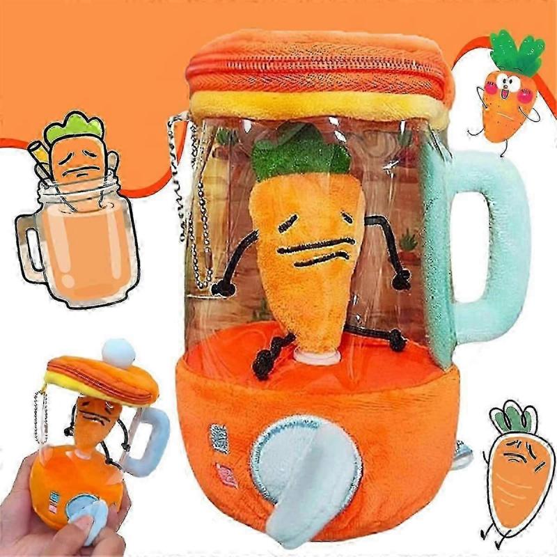 Plush Carrot Juicer Toy,Carrot Juicer Plush Toy,6 Inch Carrot Blender Plush, Fun Drawstring Rotatin