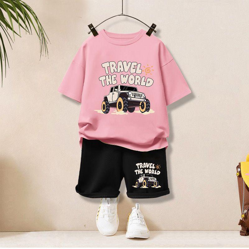 

Children s set, teenagers summer short sleeved shorts set, children s clothes T-shirt, summer clothes 140