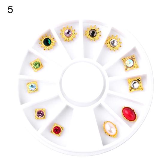 12 Grids/Box AB Rhinestone Perfume Bottle Bow Flower Nail Manicure Decoration