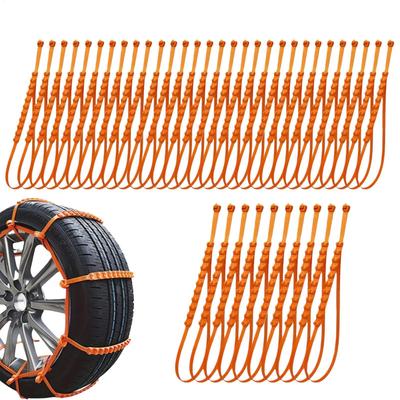 Zip Tie Tire Chains 40PCS Reusable Anti-Skid Wheel Cables Traction Belts for Winter Ice Mud, Vehicle Truck SUV Emergency Use