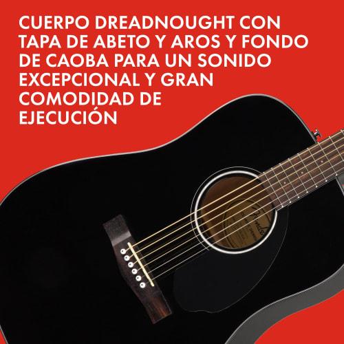 Fender CD-60S Dreadnought Acoustic Guitar with Walnut Fingerboard, Black, includes soft case