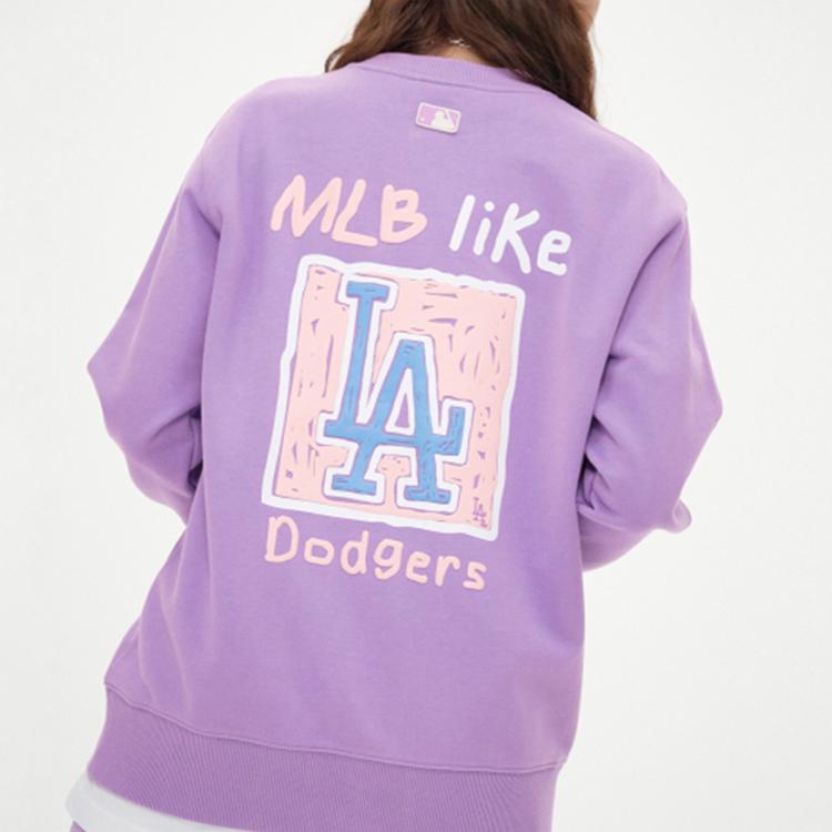 New MLB Los Angeles Dodgers Sweatshirt Unisex Light Purple 3AMTL0414-07LDS